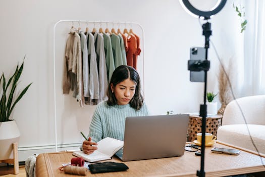 A woman taking an online course on her laptop