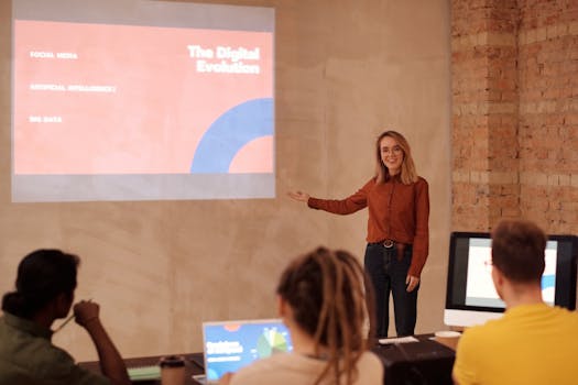 woman presenting at a tech conference