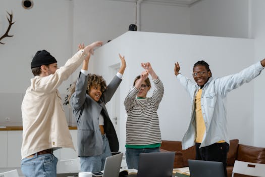 women cheering for success