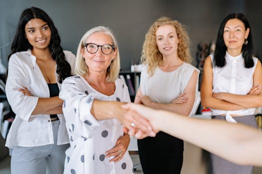 team of women working together