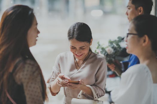 group of women networking at a tech event