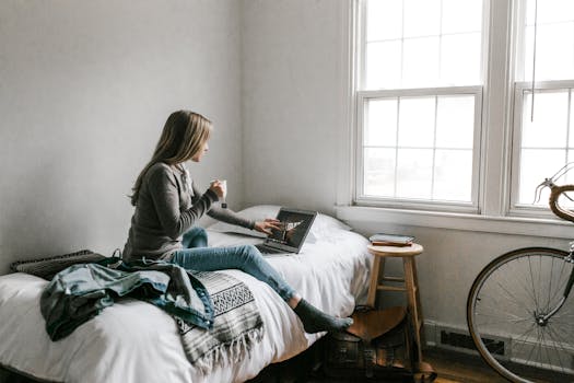 woman working from home with a coffee