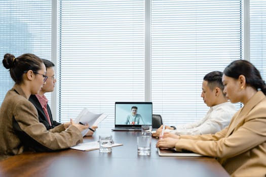 team collaborating over video call