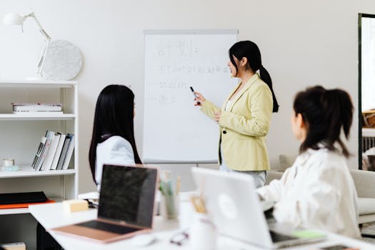 female tech blogger presenting at a conference