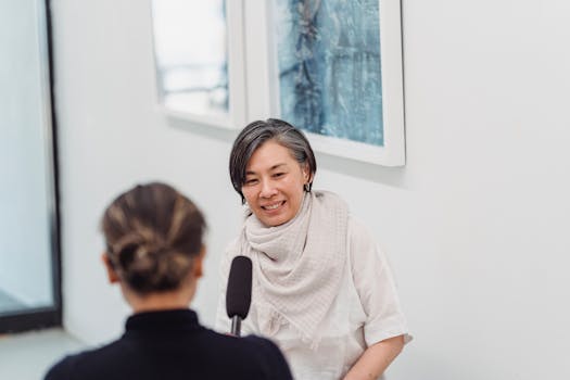 woman confidently presenting in an interview